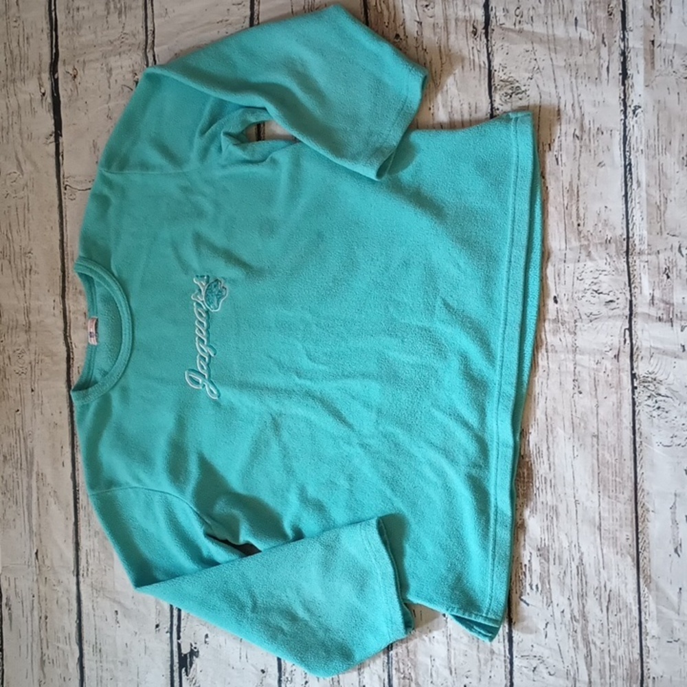 Jaguars Vintage NFL for Her Light Turquoise Fleece Logo Sweatshirt L